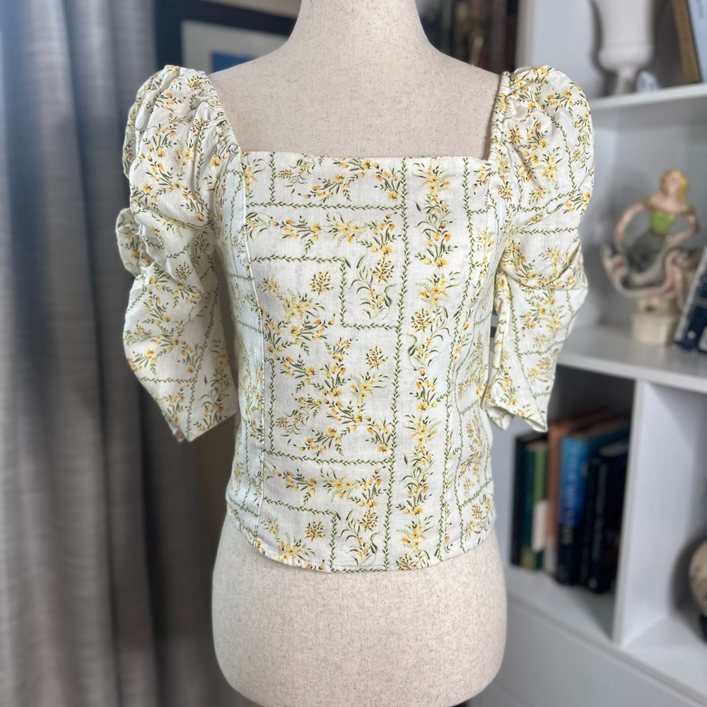 Joie White and Yellow Floral Blouse